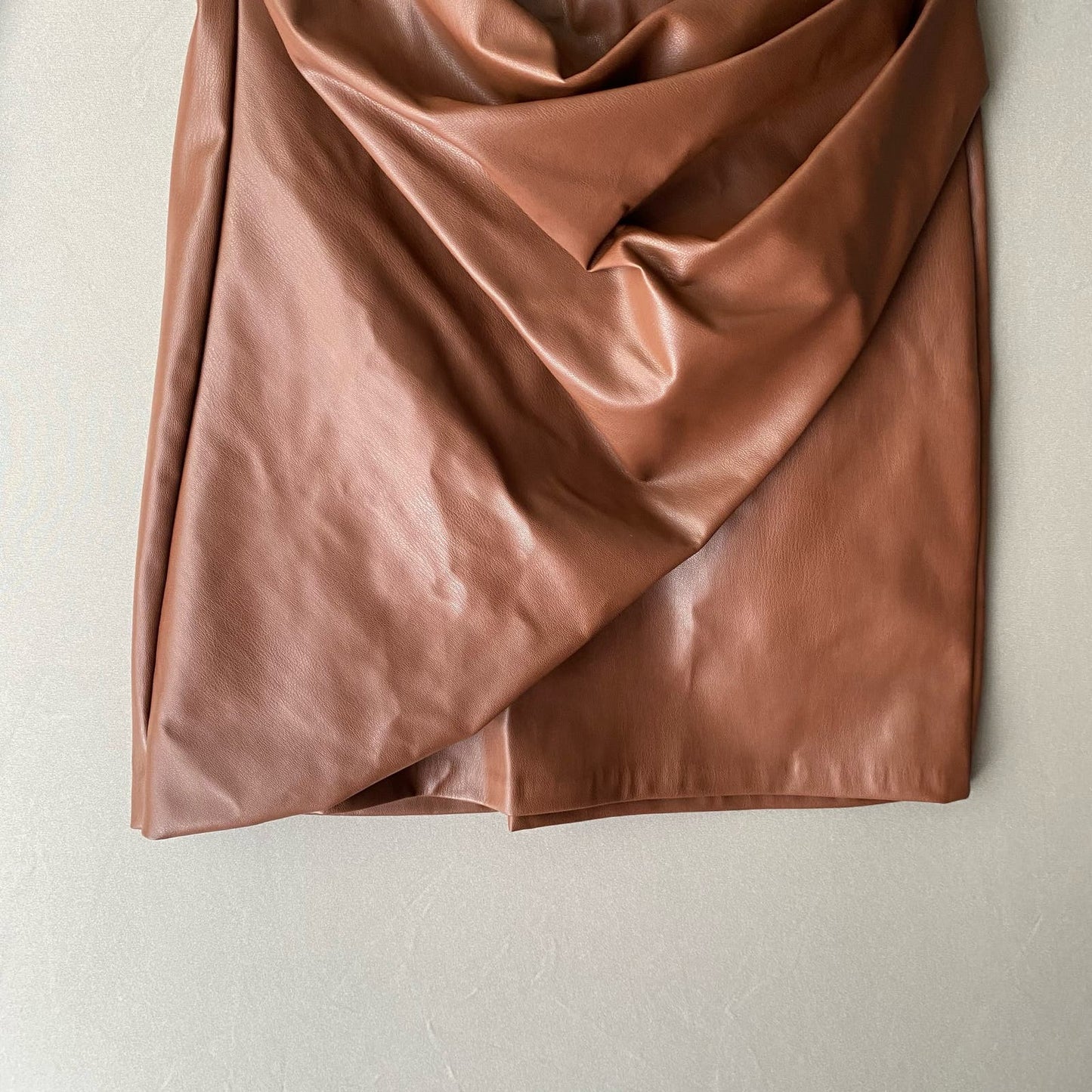 Zara sz M vegan leather faux wrap mini dress NWT
