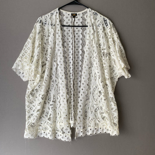Lee sz L white cotton crochet lace open top