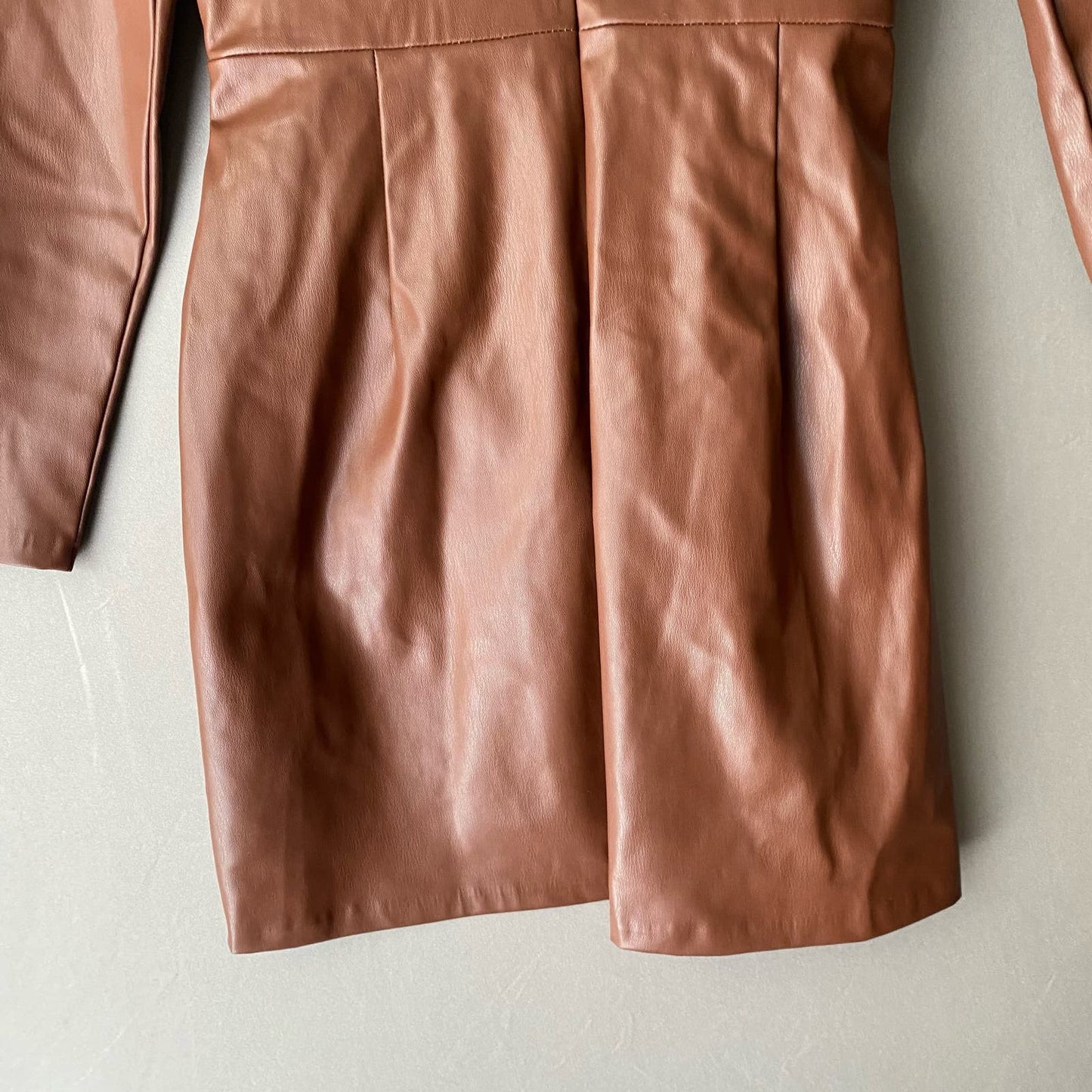 Zara sz M vegan leather faux wrap mini dress NWT