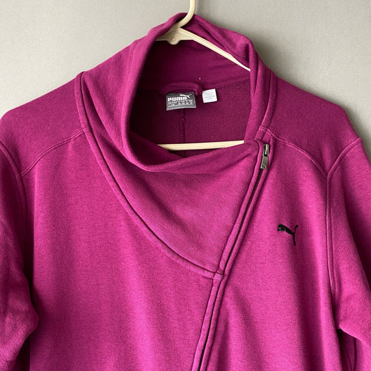 Puma sz L fuchsia pink diagonal zip sweat coat