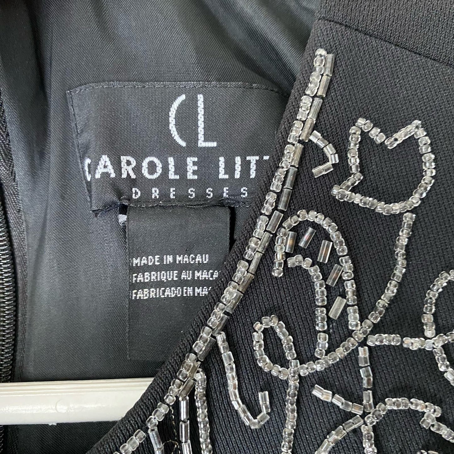 Carole Little sz 10 Vintage beaded keyhole sleeveless sheath midi dress