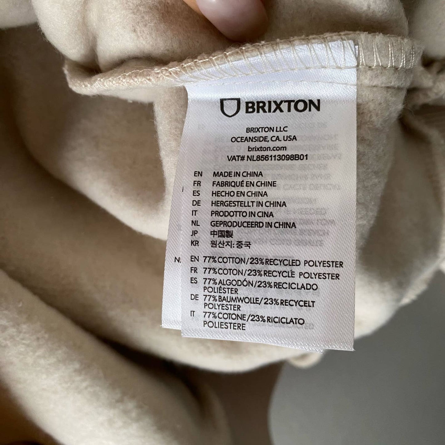 Brixton sz M cotton crest hoodie NWT