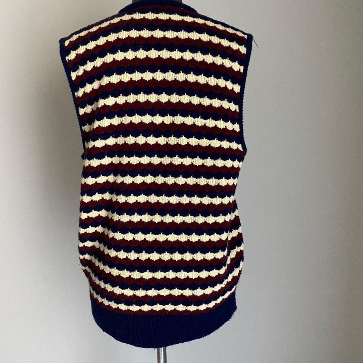 Vintage sz S striped hand cut open knit sweater vest