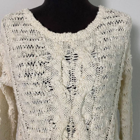 Moth Anthropologie sz S Cotton long sleeve Scoop cable knit sweater