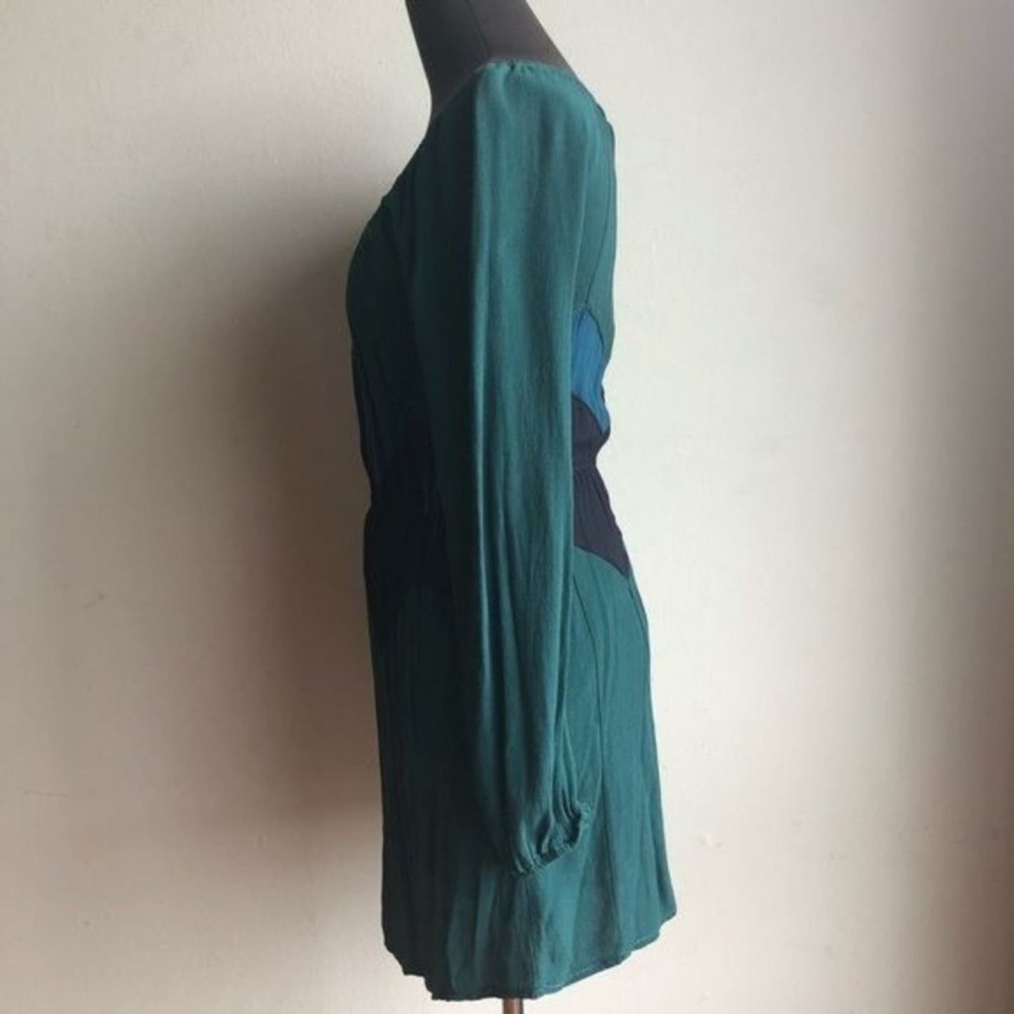 Max Studio sz S green retro flare mini dress
