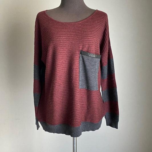 Kerisma sz S/M red gray ribbed oversized wool sweater