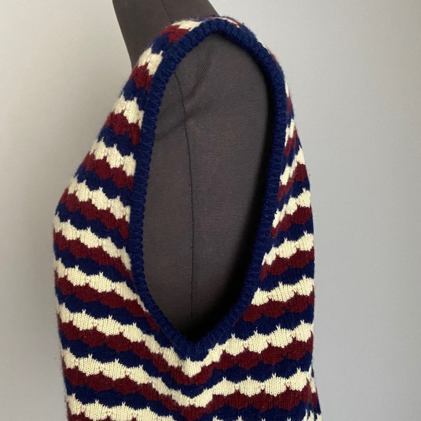 Vintage sz S striped hand cut open knit sweater vest