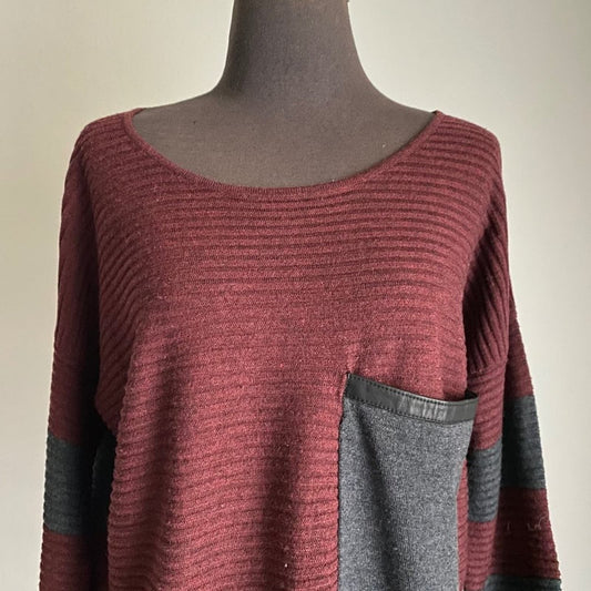Kerisma sz S/M red gray ribbed oversized wool sweater