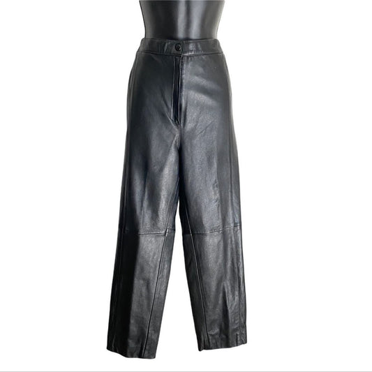 Zana Couture sz 12  black high rise VINTAGE 80s 100% Leather pants