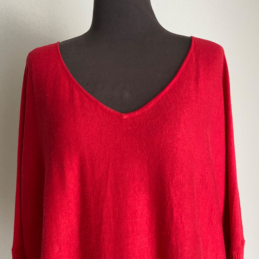 Victoria's Secret sz XS Cotton long sleeve V Neck bright red sweater