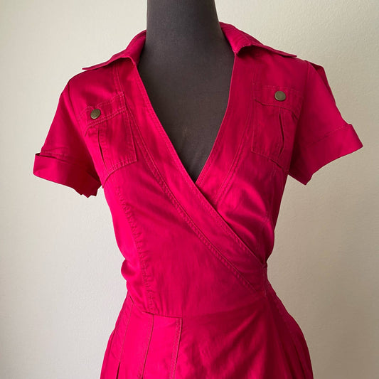 Diane von furstenberg sz S cranberry cotton wrap dress