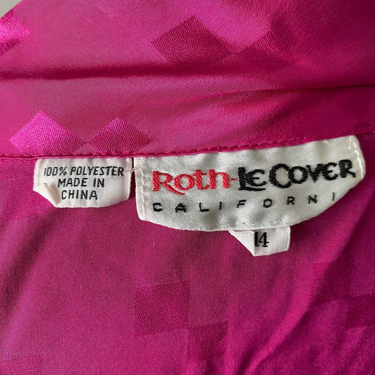 Roth-LeCover California sz 14 Vintage buttoned blouse with built in scarf