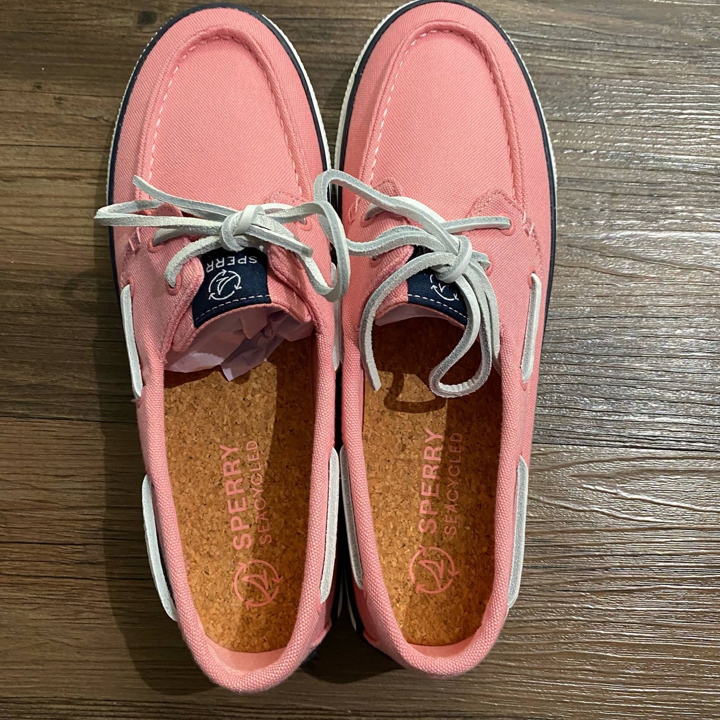 Sperry sz 9.5 women Bahama 2.0 pink lace up loafers NWT