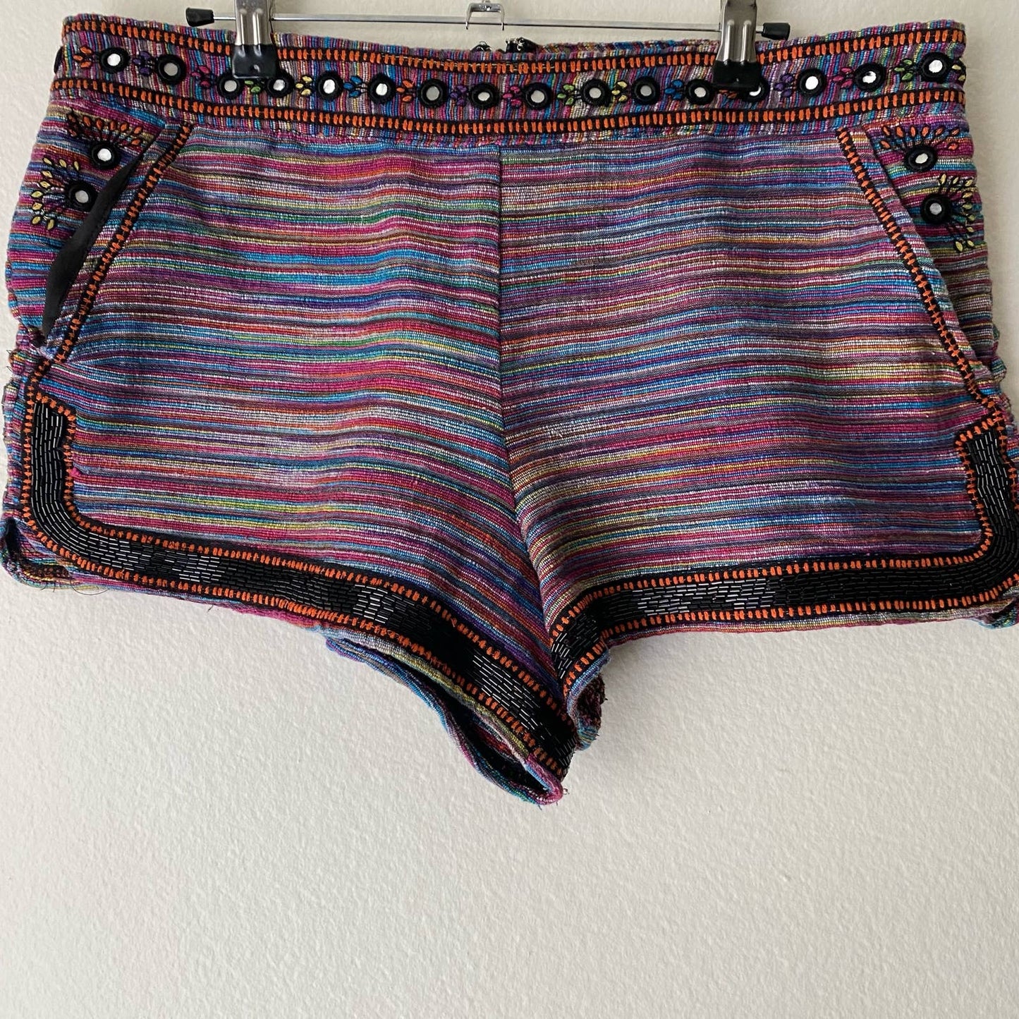 French Connection sz 10 woven beaded 100% Cotton shorts