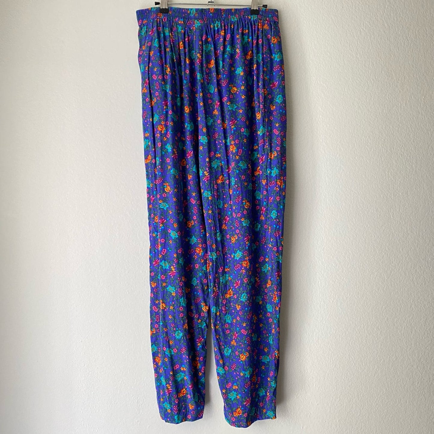 Liz Claiborne sz L 100% silk vintage floral slacks pants