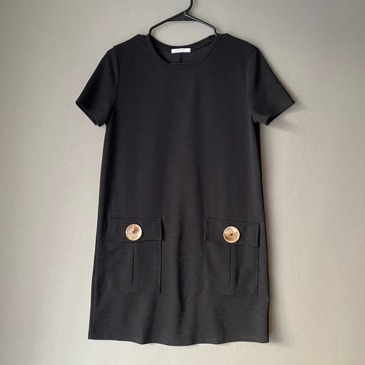 Zara sz S shift black mod 60's inspired mini dress