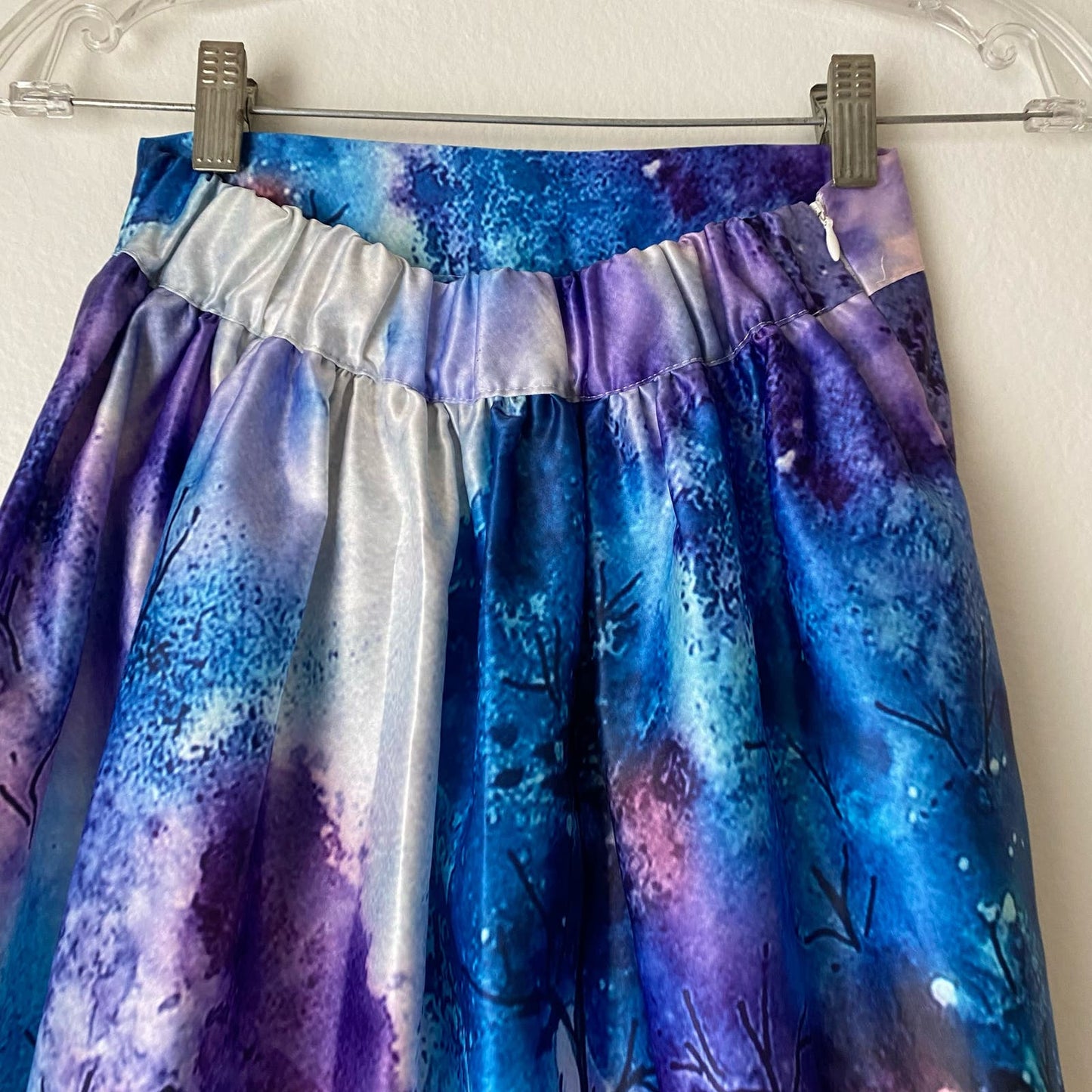 Choies sz M blue abstract midi flare fairy Y2k skirt