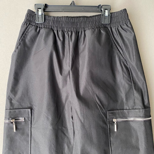 Black high waisted elastic waist sz S Y2K cargo pants NWOT