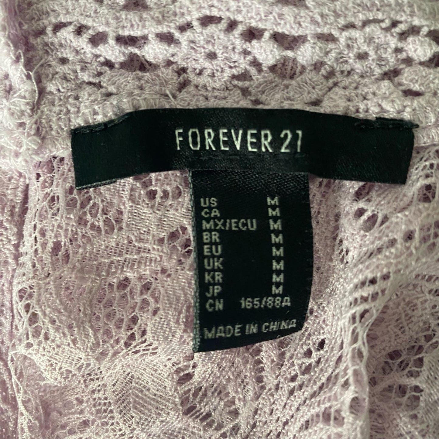 Forever21 sz M lace purple sheer cropped blouse