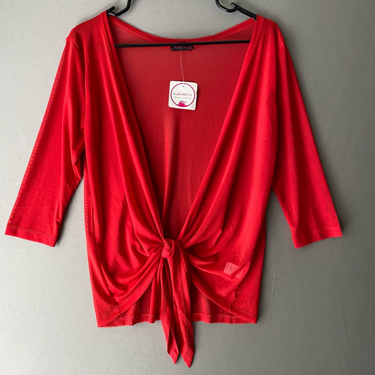 Shiela Rose sz S sheer red open cover up jacket NWT