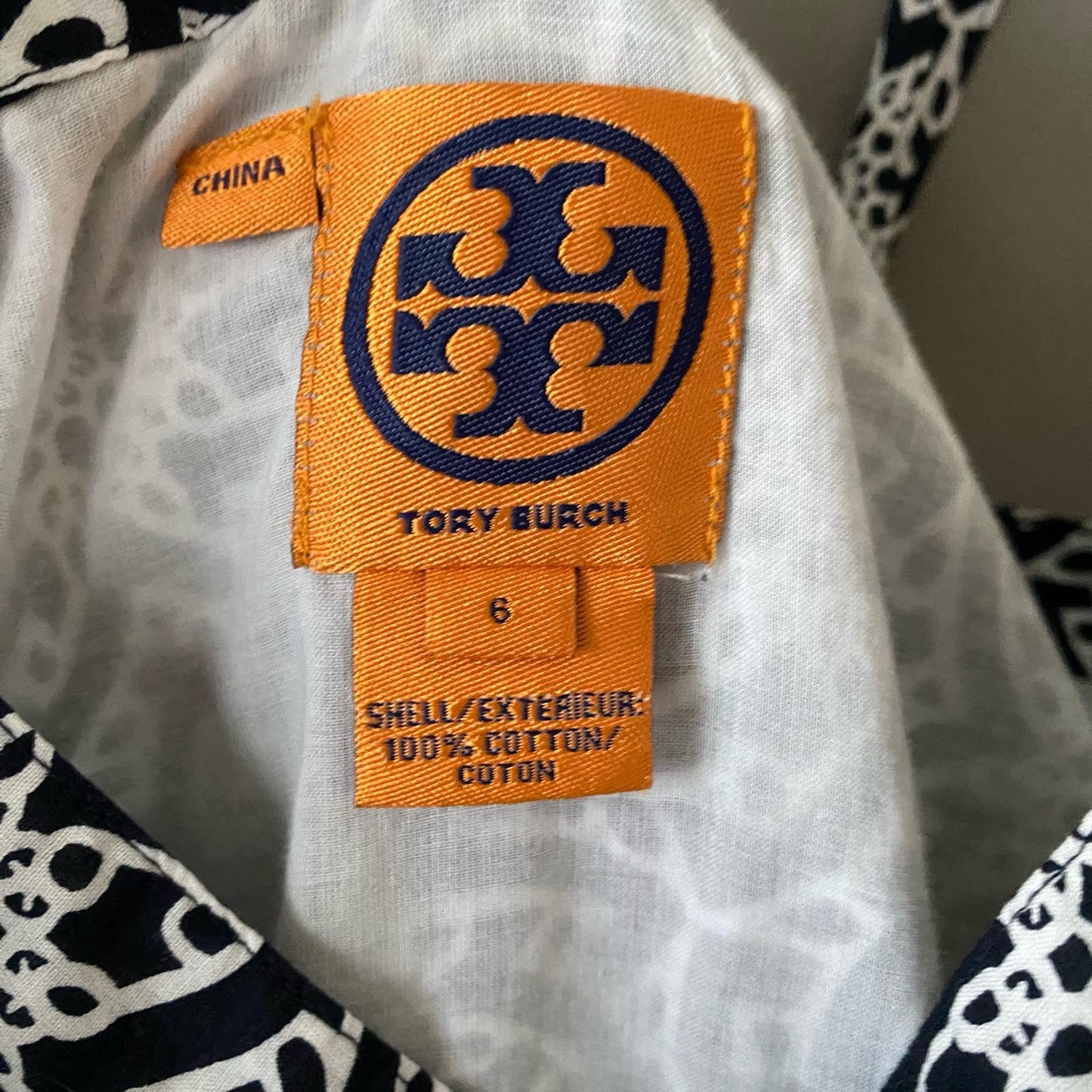 Tory Burch size 6, 100% cotton A- line midi sundress