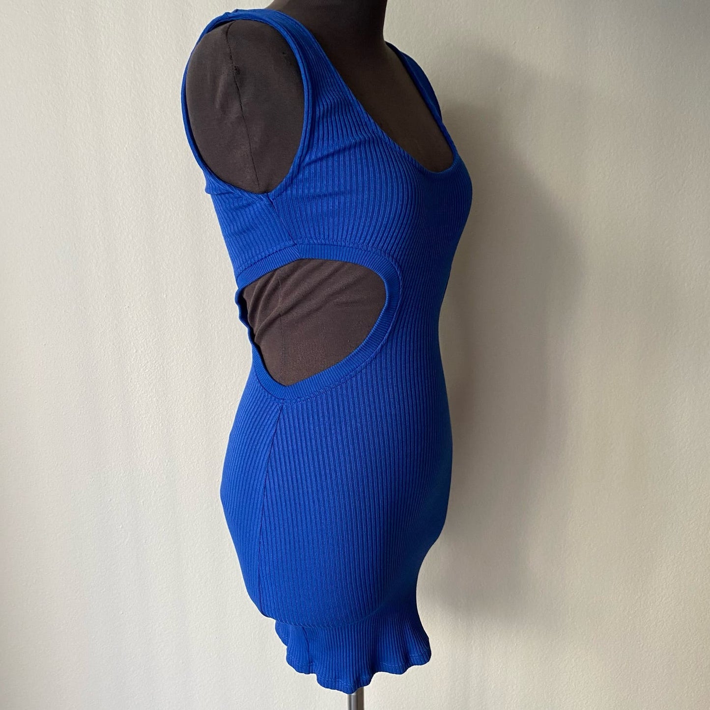 Zara sz S cotton cut out bodycon ribbed mini party dress