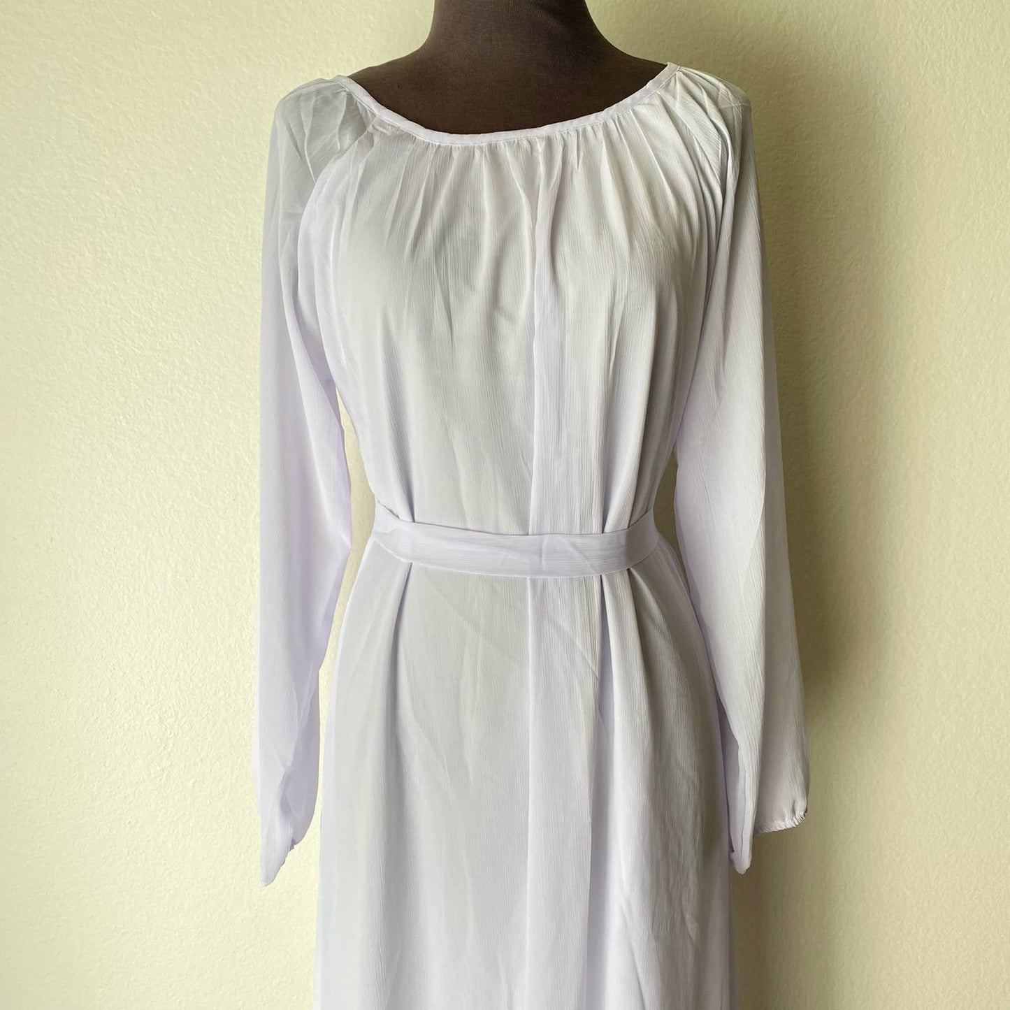 buenos Ninos B&N sz S boho long sleeve belted white gown  NWT