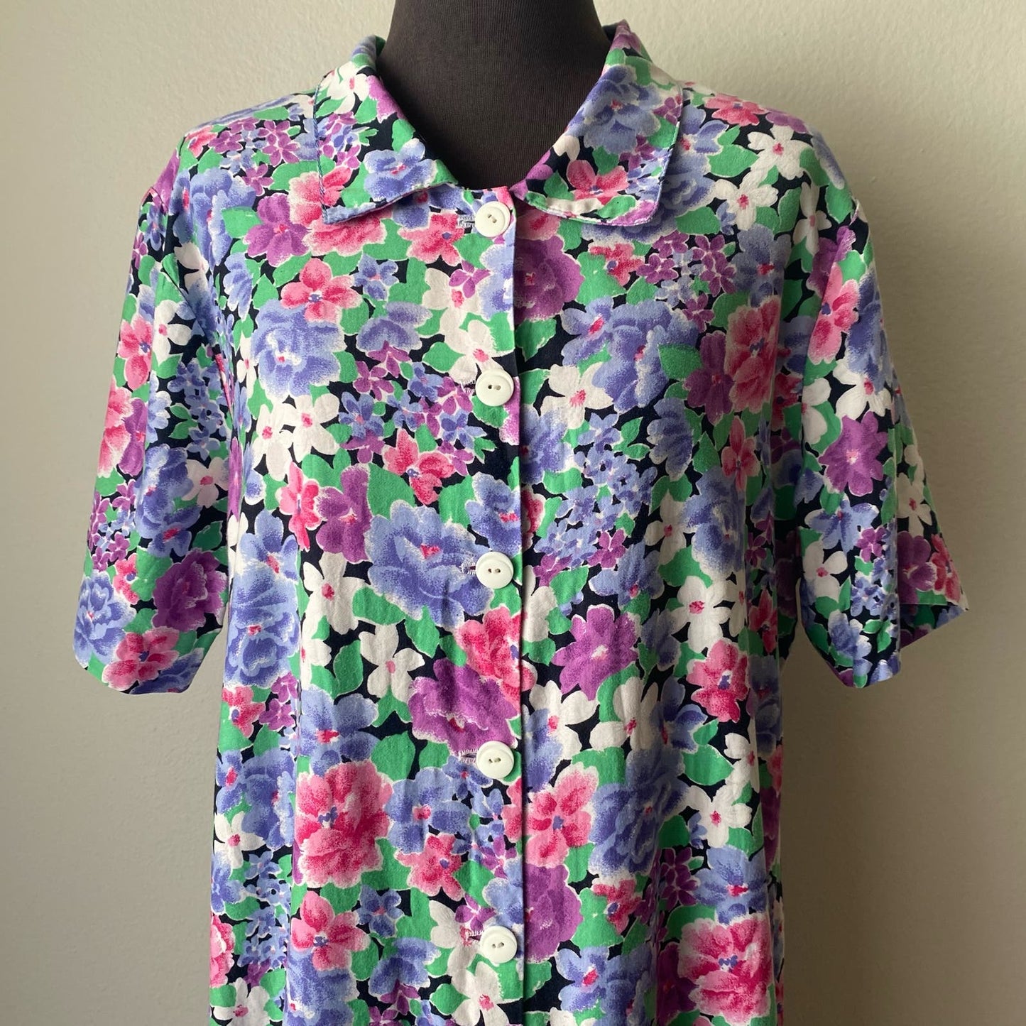 Vintage sz XL floral pleated cottage prairie shift dress