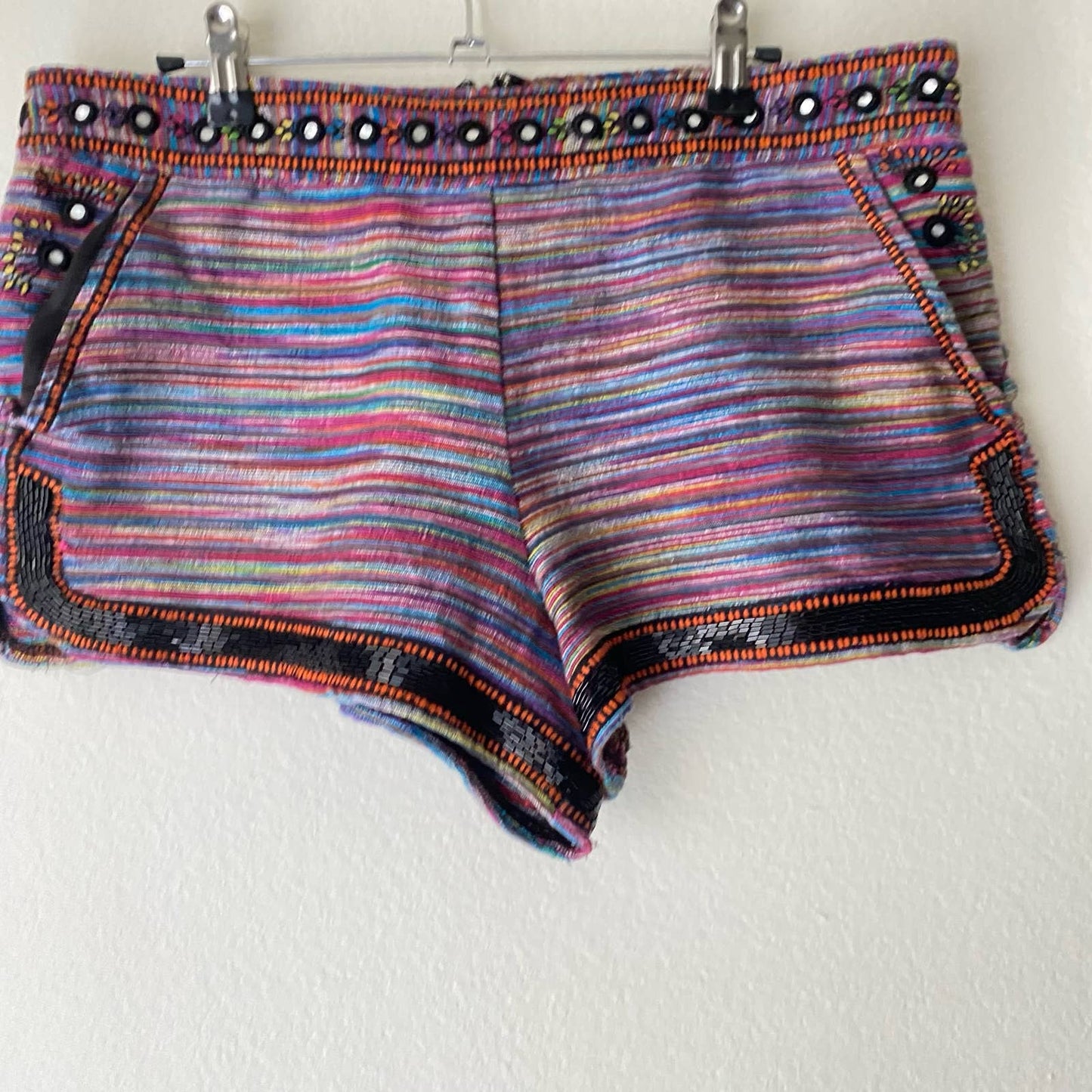 French Connection sz 10 woven beaded 100% Cotton shorts