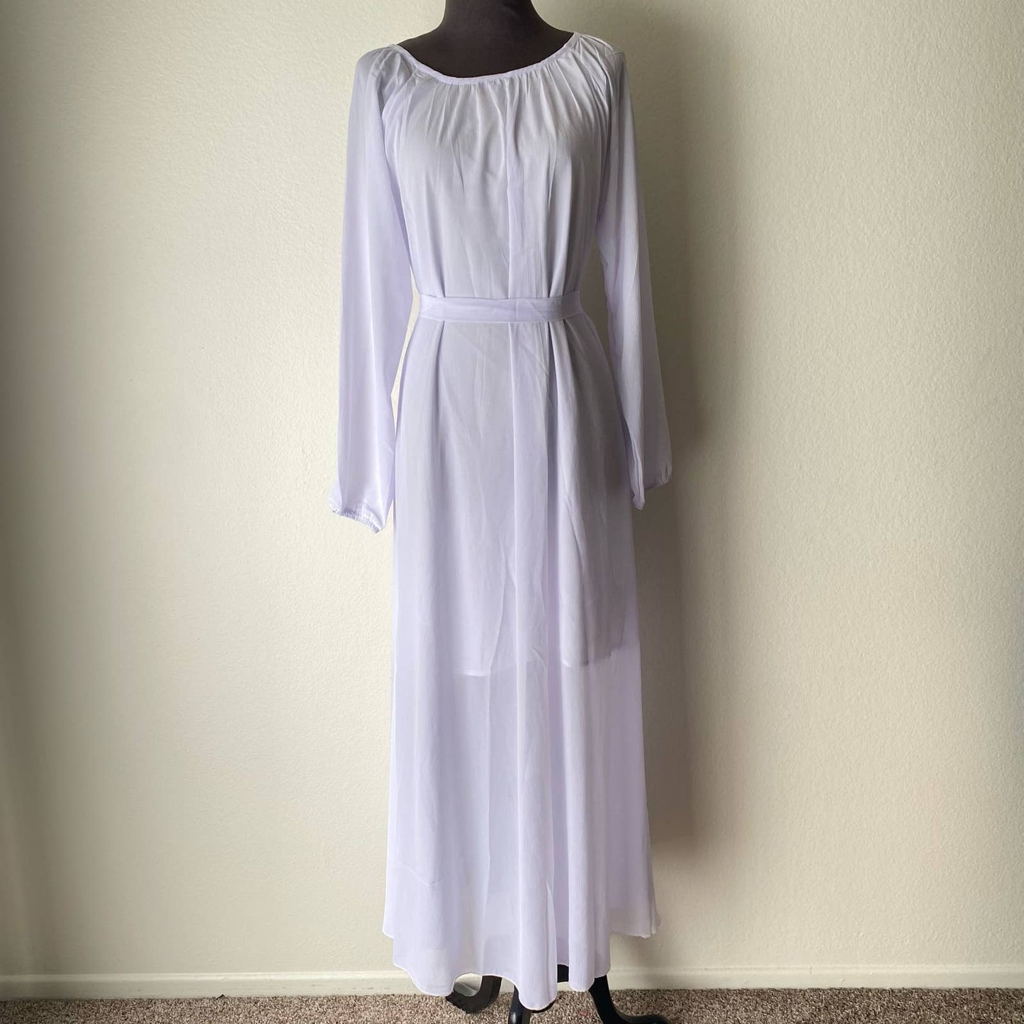 buenos Ninos B&N sz S boho long sleeve belted white gown  NWT