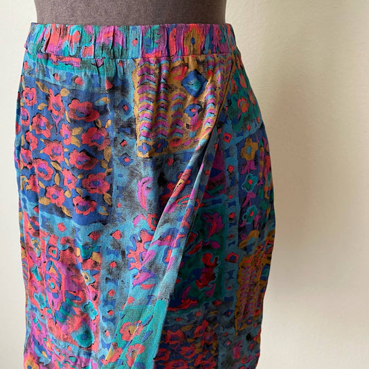 Karen Kane sz 8 Vintage 90s abstract faux wrap skirt