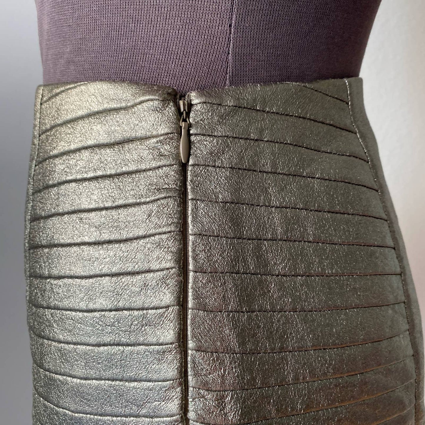 Cameo sz S vegan leather silver metallic mini skirt NWT
