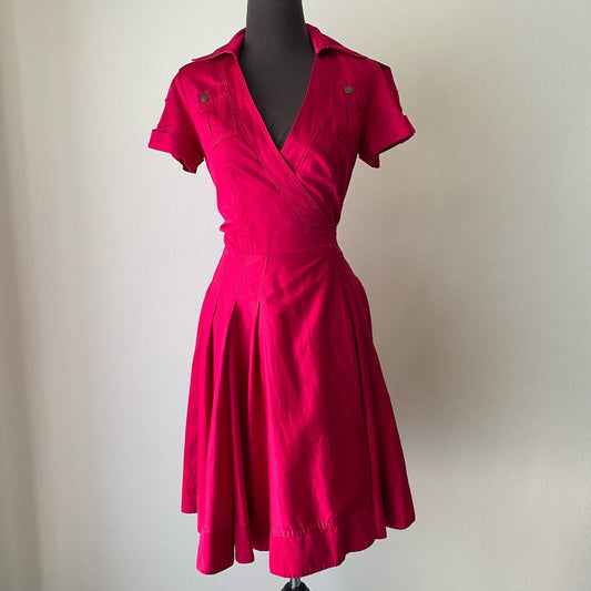 Diane von furstenberg sz S cranberry cotton wrap dress