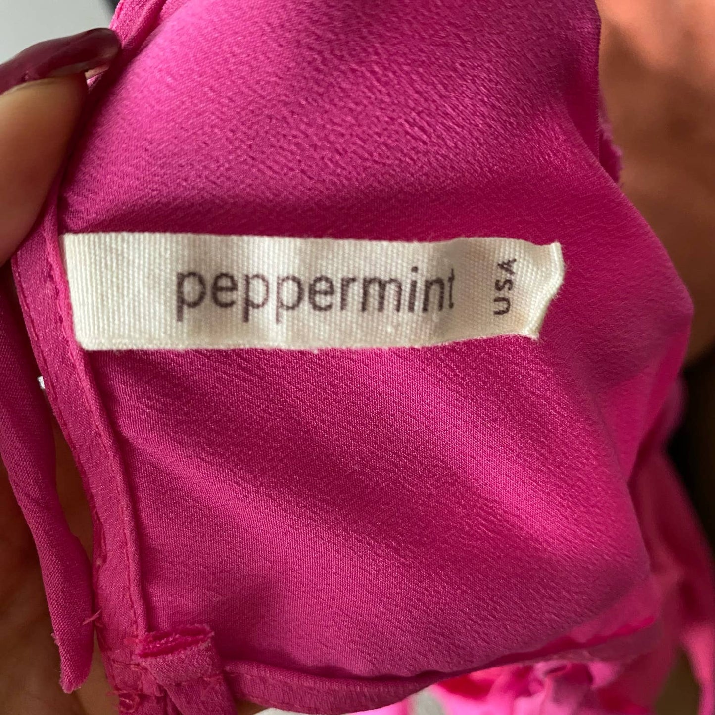 Peppermint sz S hot pink spaghetti strap open back romper