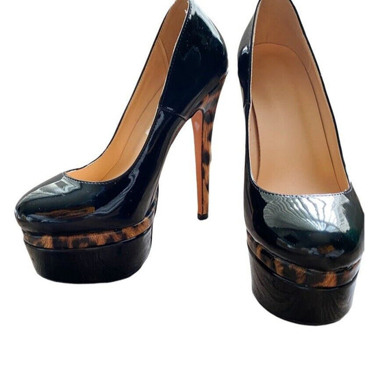 Pumps sz 7 Sexy Patton Leather cheetah print 6 inches heels