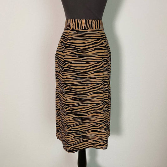 Wayf sz XS zebra print Midi belted pencil skirt