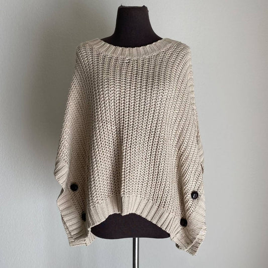 LA Made sz XS  cotton crew neck cable knit cape style sweater NWT