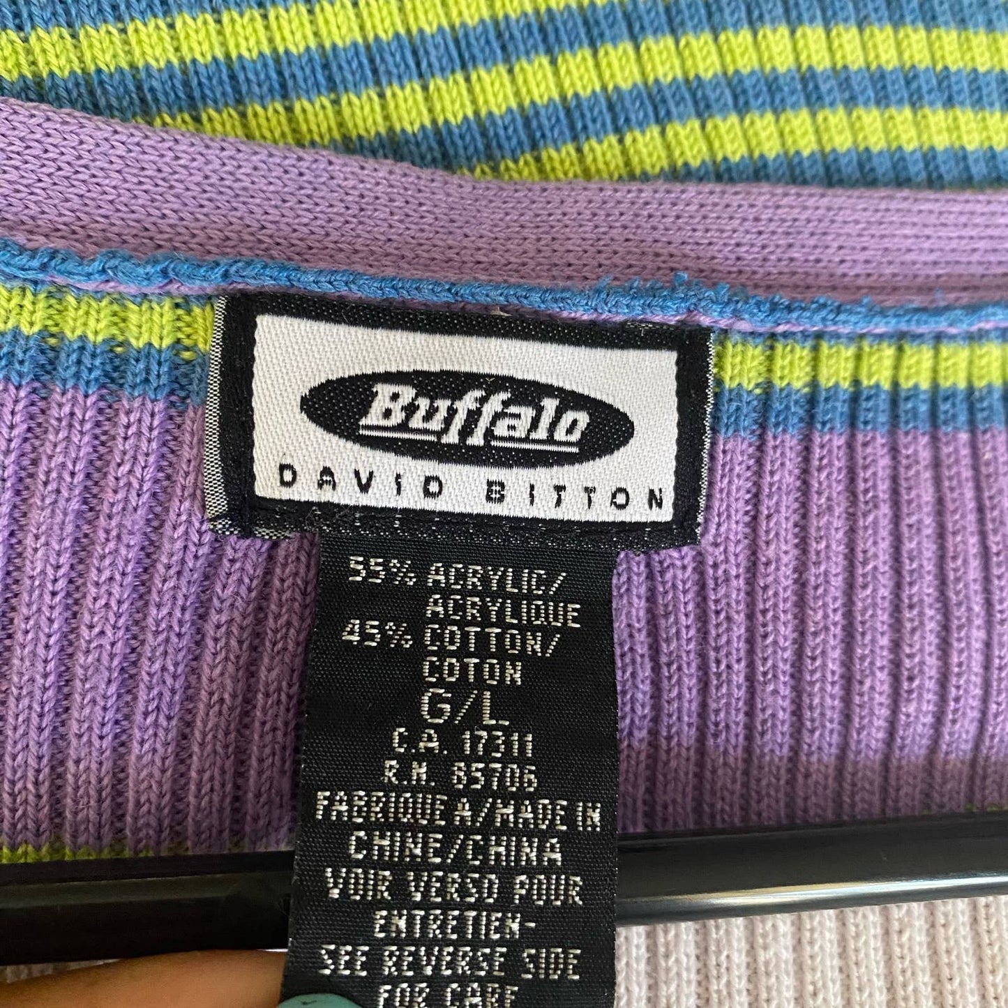 Buffalo David Bitton sz L cotton 90s cut off striped top