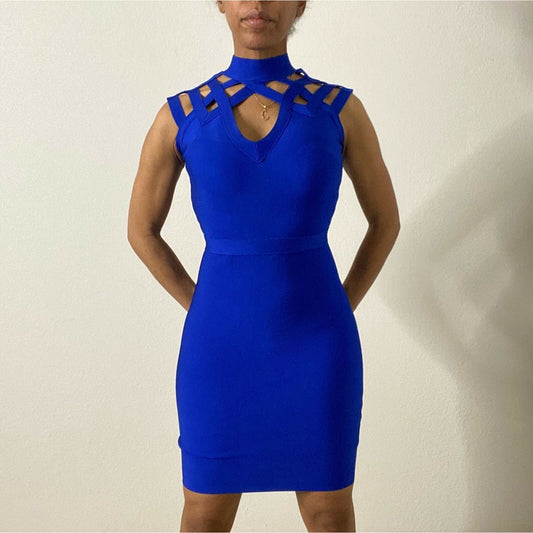 Blue sz S Sleeveless tight fitted wiggle dress