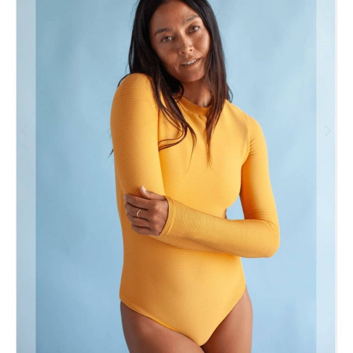 OF ONE SEA sz XXL zip one-piece Yellow Ribbed swimsuit NWT