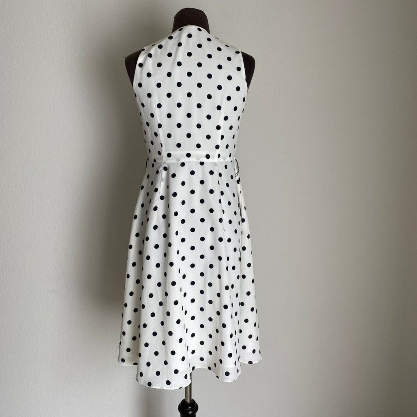 Ann Taylor sz 0 sleeveless A-line 50s vintage inspired polka dot midi dress
