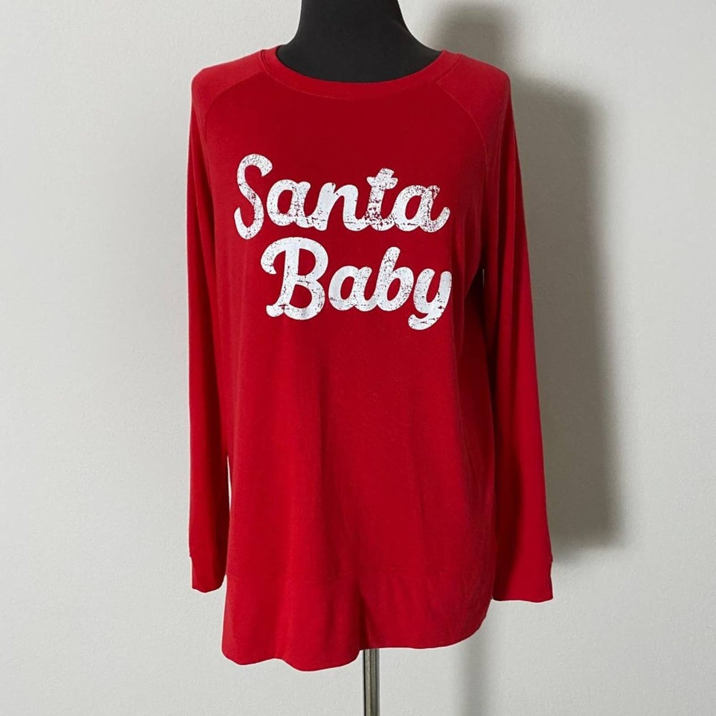 Isabel Maternity sz S long sleeve crew neck Santa Baby T-shirt