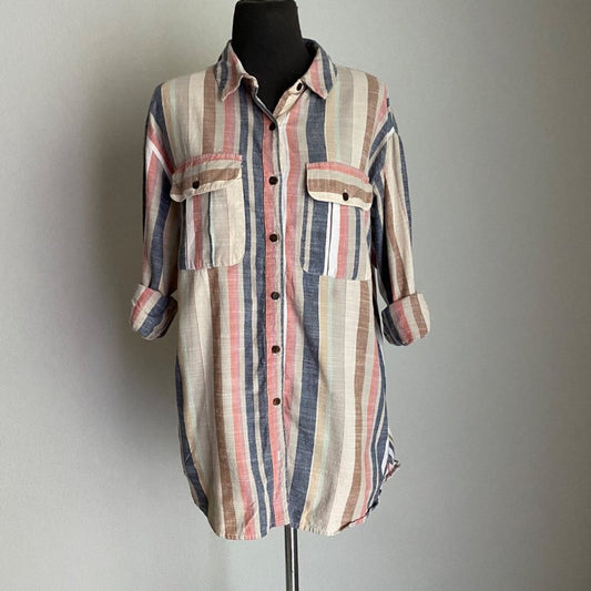 Urban Outfitter sz M pink beige 100% cotton boho cottage blouse