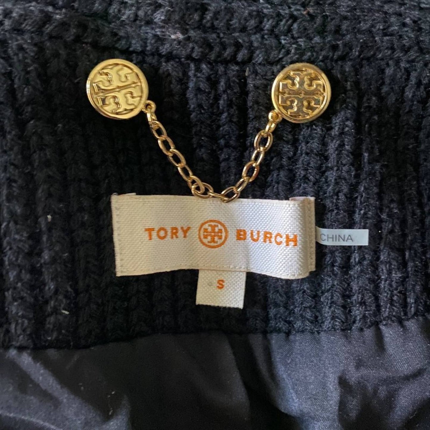 Tory Burch sz S 100% Wool knit collared button coat