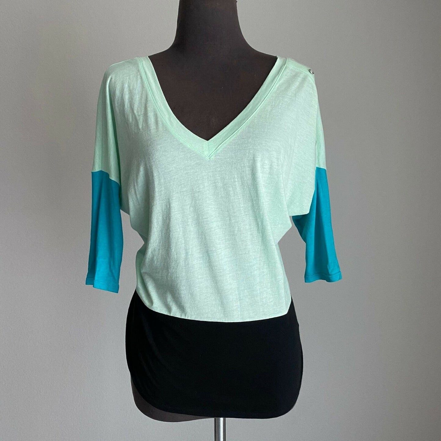 Express sz XS 3/4 sleeve V neck block color blouse shirt