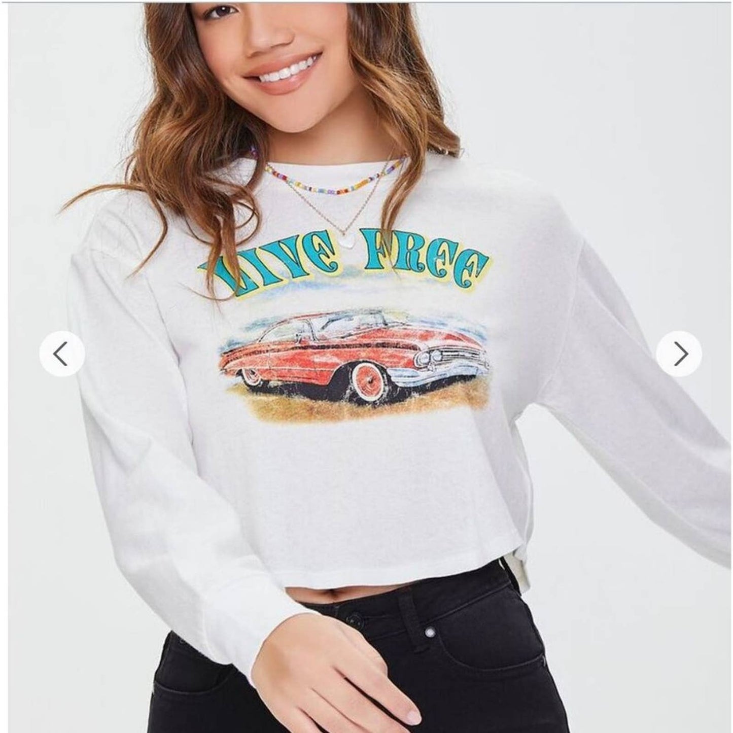 Forever 21s z L live free crop top car top Graphic Cropped Tee NWT