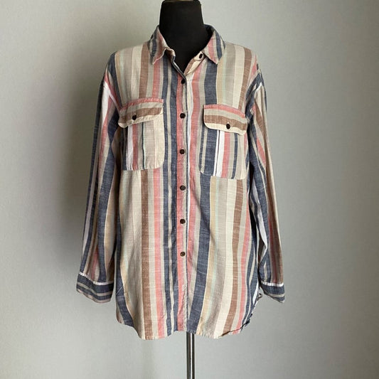 Urban Outfitter sz M pink beige 100% cotton boho cottage blouse