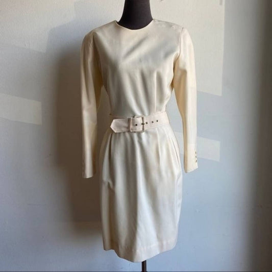 Alex de Bolzan sz 6 Vintage buttoned back belted 100% pure wool dress