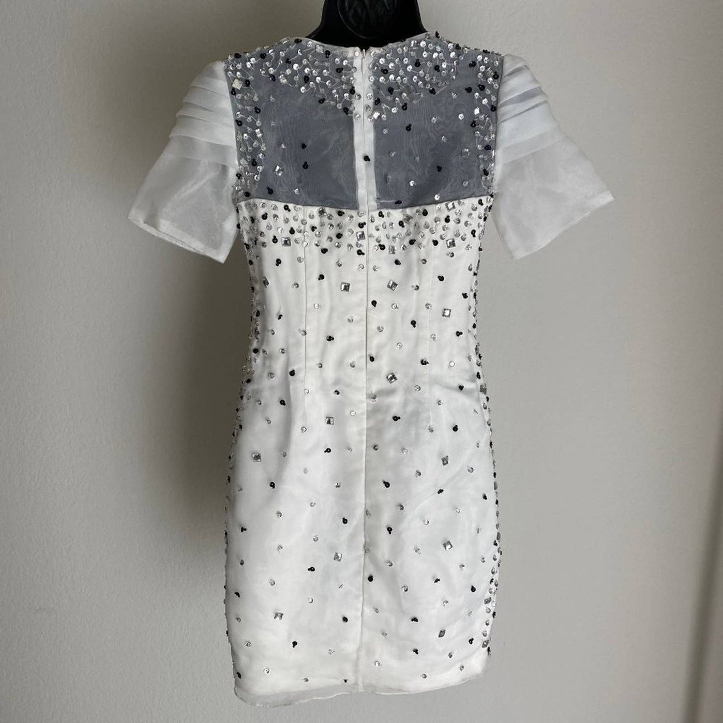 Jeweled sz 0  Sparkle A-line sheath short sleeve beaded sleeve dress