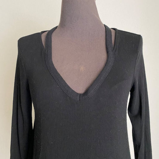 Express sz XS black comfy boho high low knit top shirt